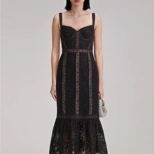 Self-Portrait Black Lace Midi Dress
